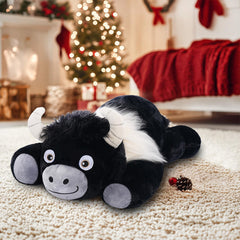 Niuniu Daddy Highland Cow weighted plush back view emphasizes plush presence for hugging.
