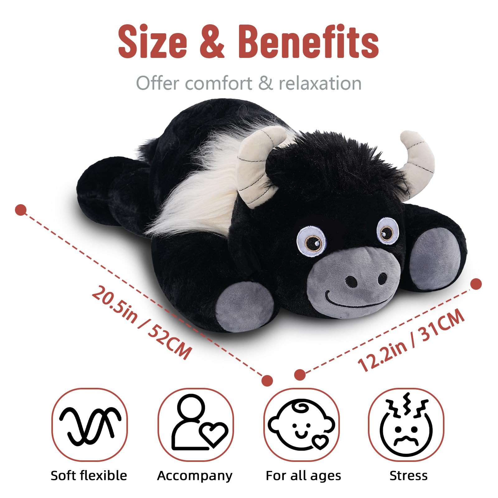 Niuniu Daddy Highland Cow weighted plush close-up fur texture feels ultra soft.