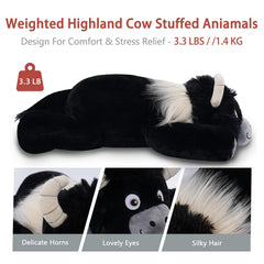 Niuniu Daddy Highland Cow weighted plush weight distribution detail up close.