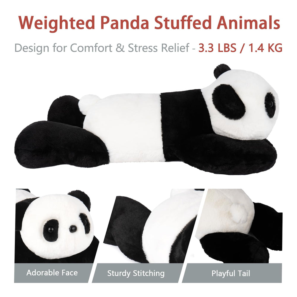 Niuniu Daddy Panda Weighted Plush with child hug supports stress relief.