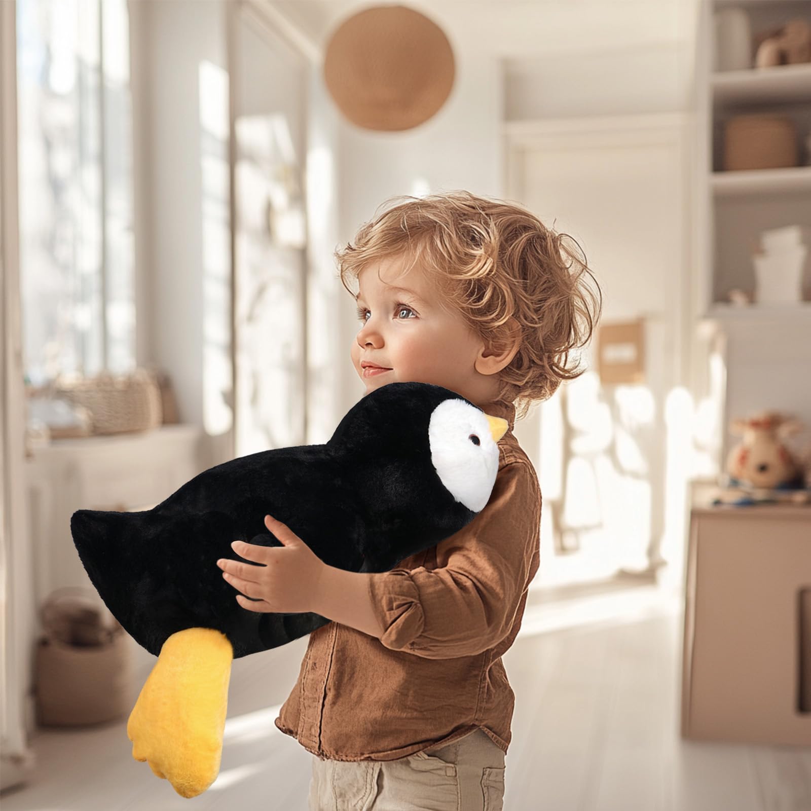 Niuniu Daddy Penguin weighted plush—back view shows size for cuddling.