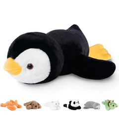 Niuniu Daddy Penguin weighted plush—front view for cozy hugs and comfort.