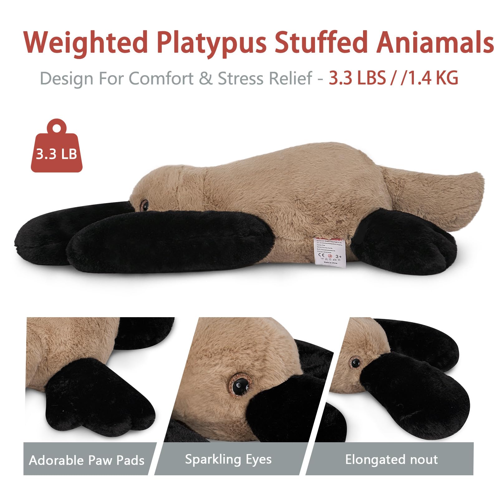 Niuniu Daddy platypus features soft fur 0.59-inch long.