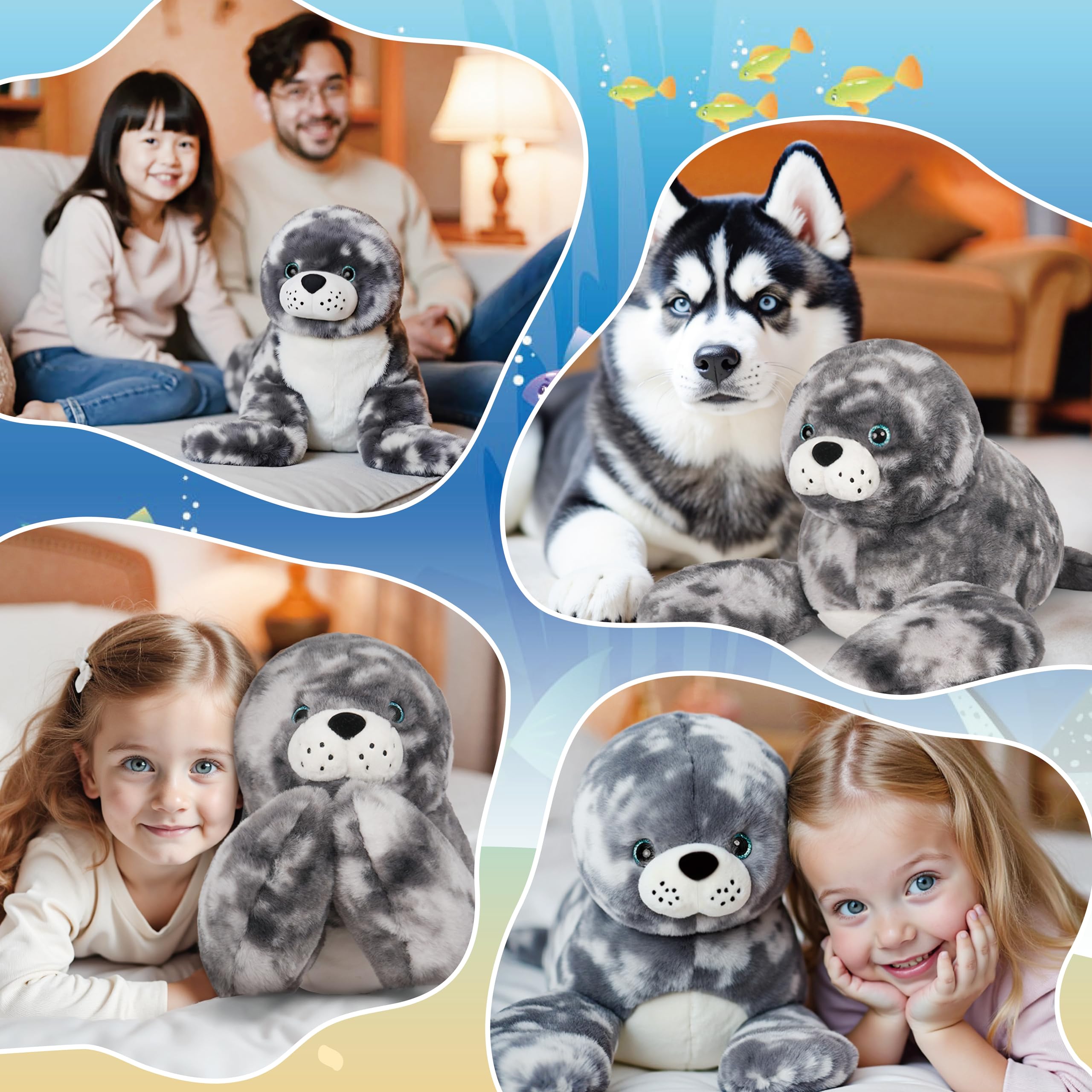 Niuniu Daddy seal plush close-up of fluffy fur texture for cozy touch