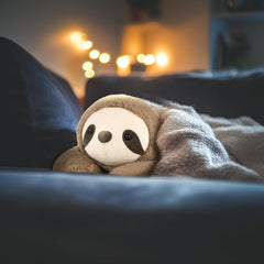 Detail of 15 mm fur length on Niuniu Daddy sloth plush