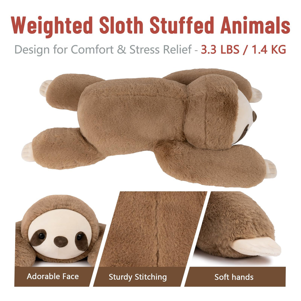 Soft fur close-up on Niuniu Daddy weighted sloth plush