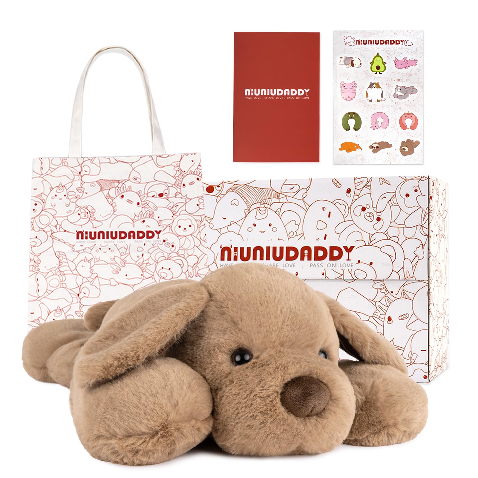 Niuniu Daddy weighted dog plush invites a comforting hug.