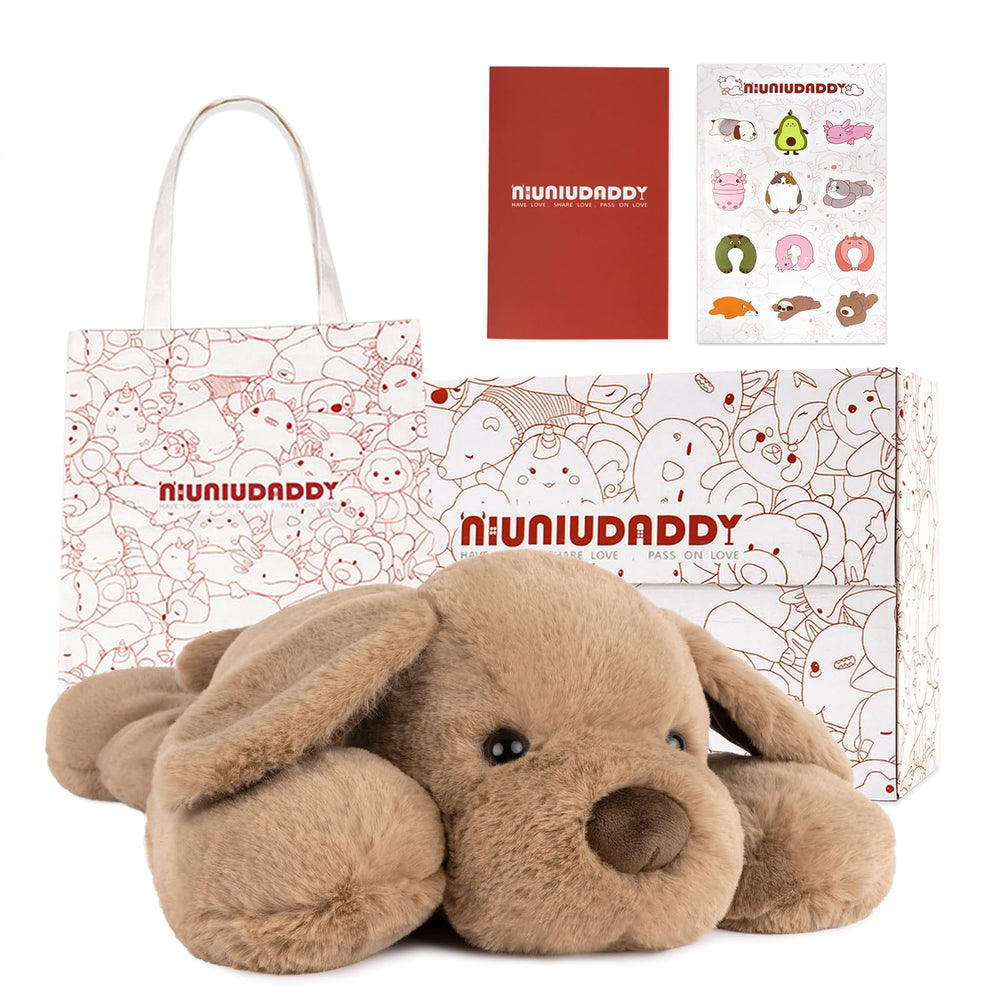 Niuniu Daddy weighted dog plush invites a comforting hug.