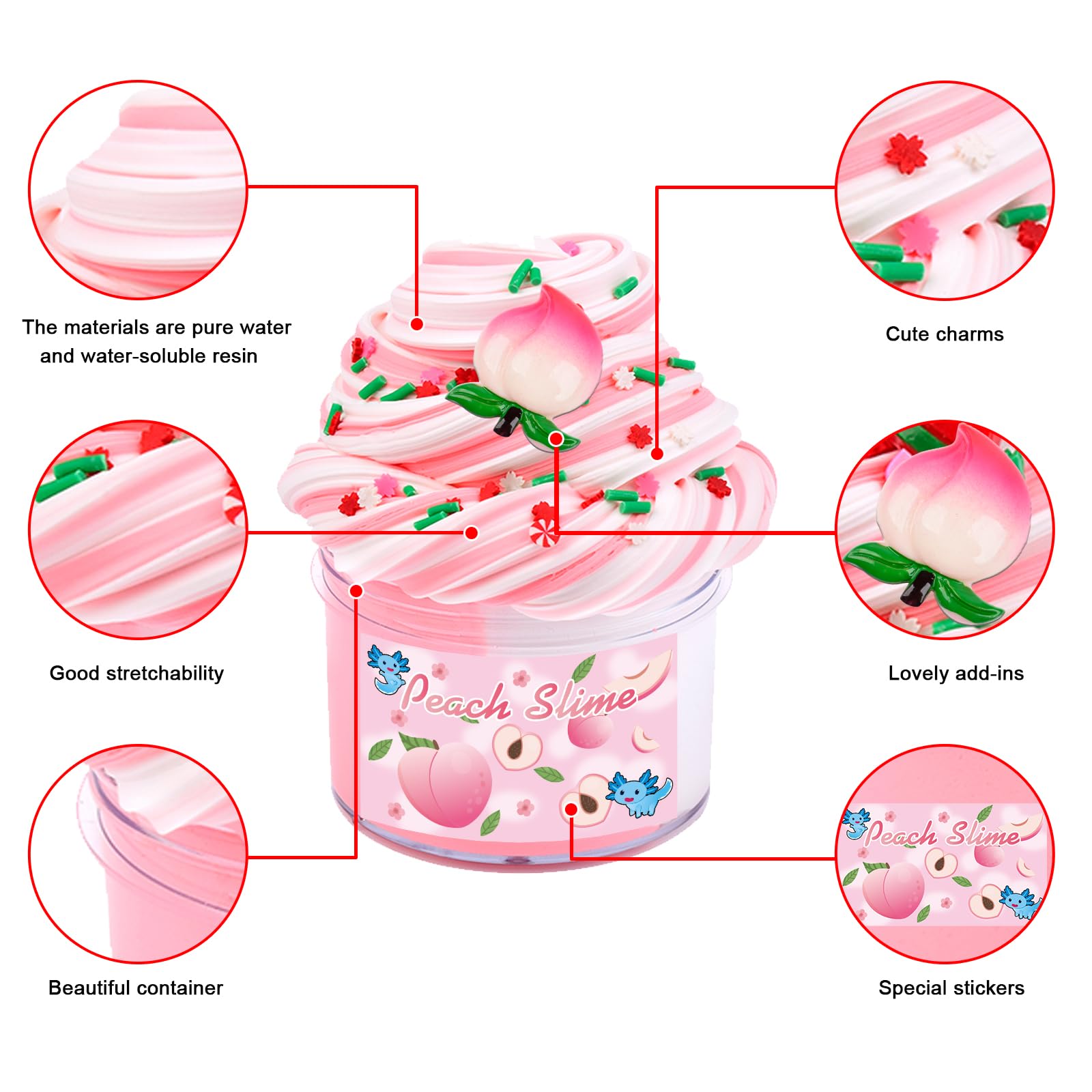 Niuruilsi Pink Peach Butter Slime swirl for silky, non-sticky play