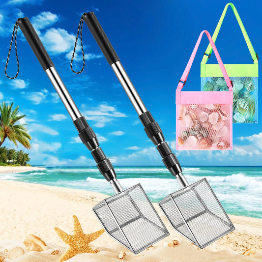 Niuyhe shark tooth sifter with extended handle for easier shell hunting.