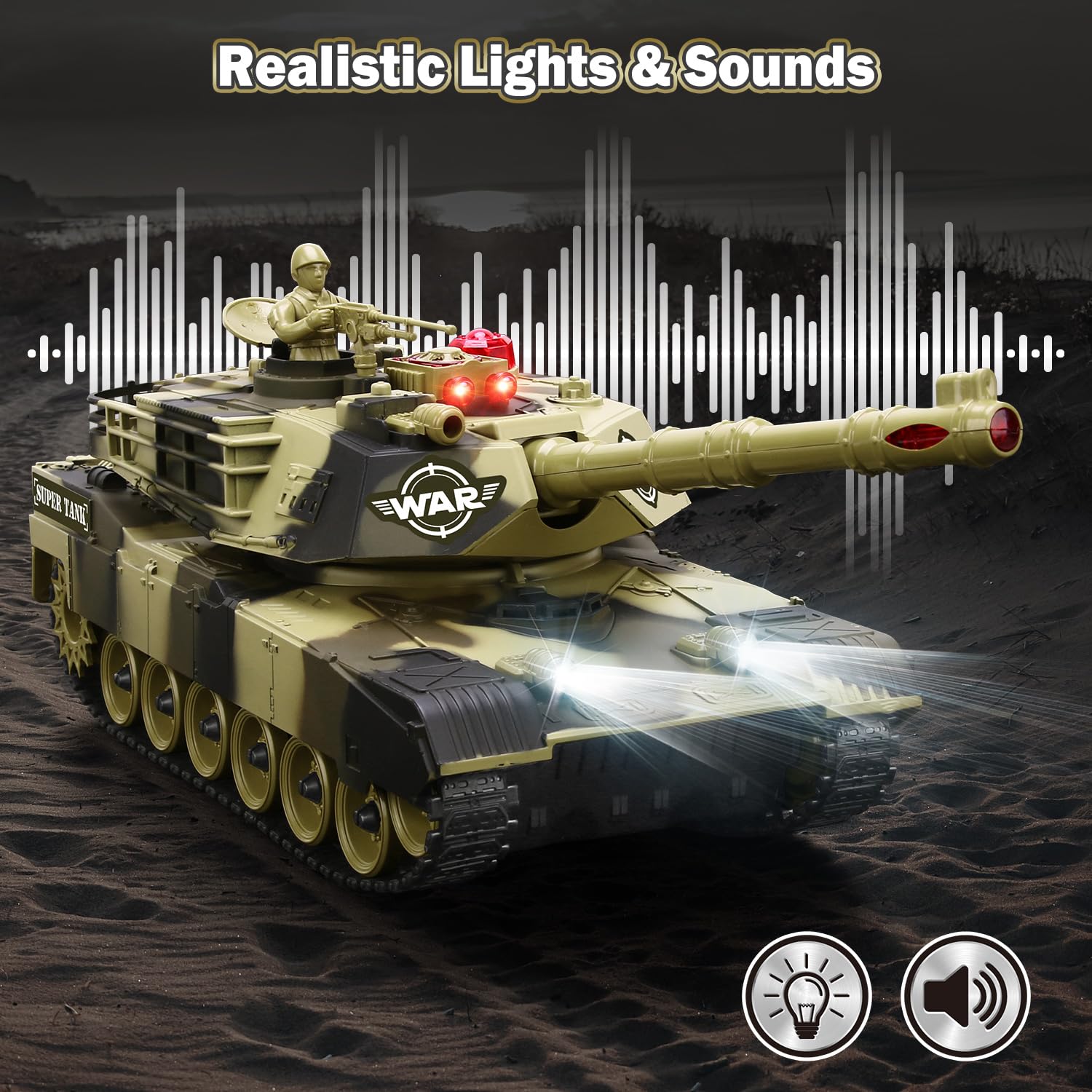 NIWOTA RC tank with turret rotating 350 degrees for dynamic battles