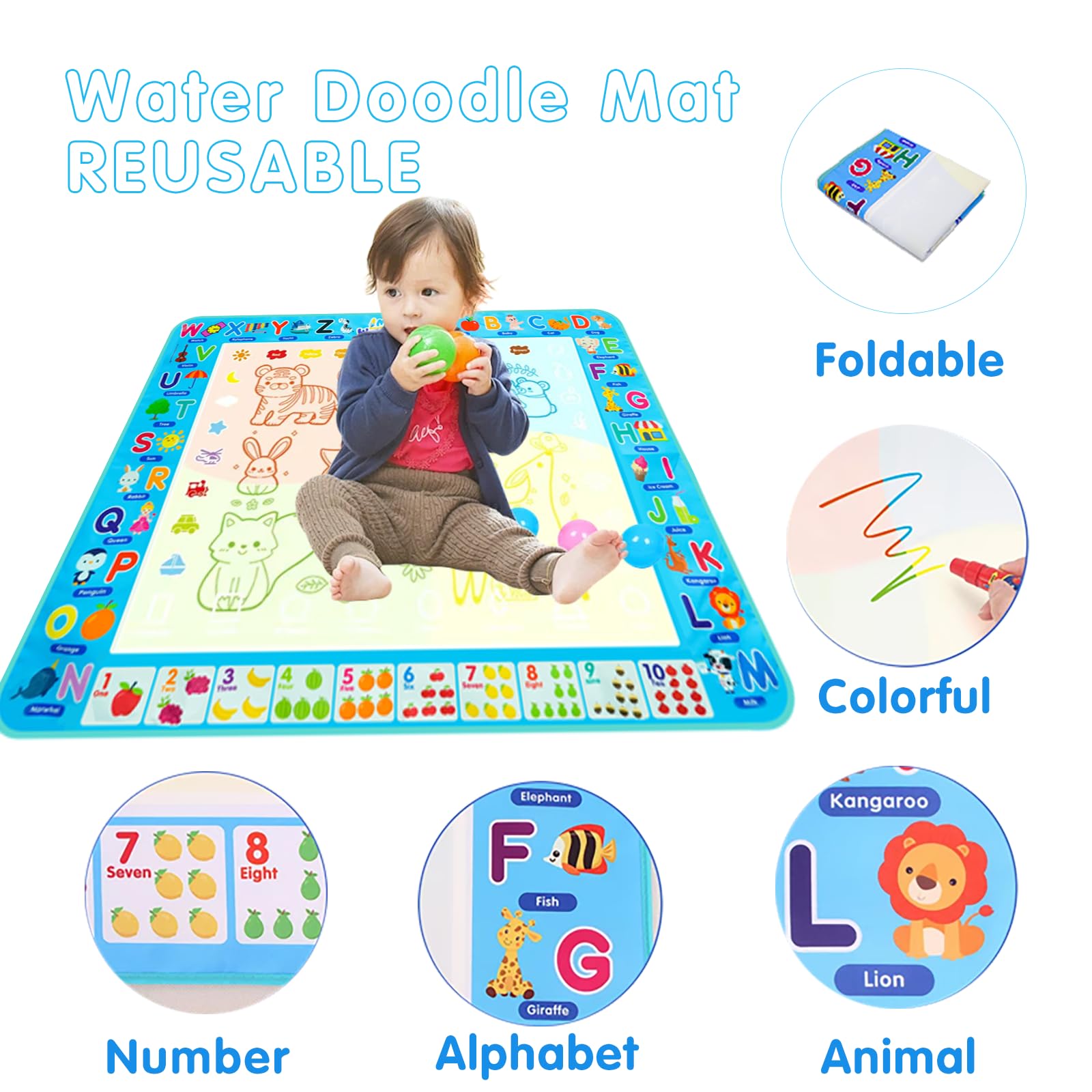 Niyopdg water doodle mat usable on desk, floor, or wall