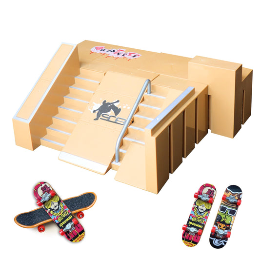 NJYW 8-in-1 fingerboard skate park kit with multiple ramps for creative play.