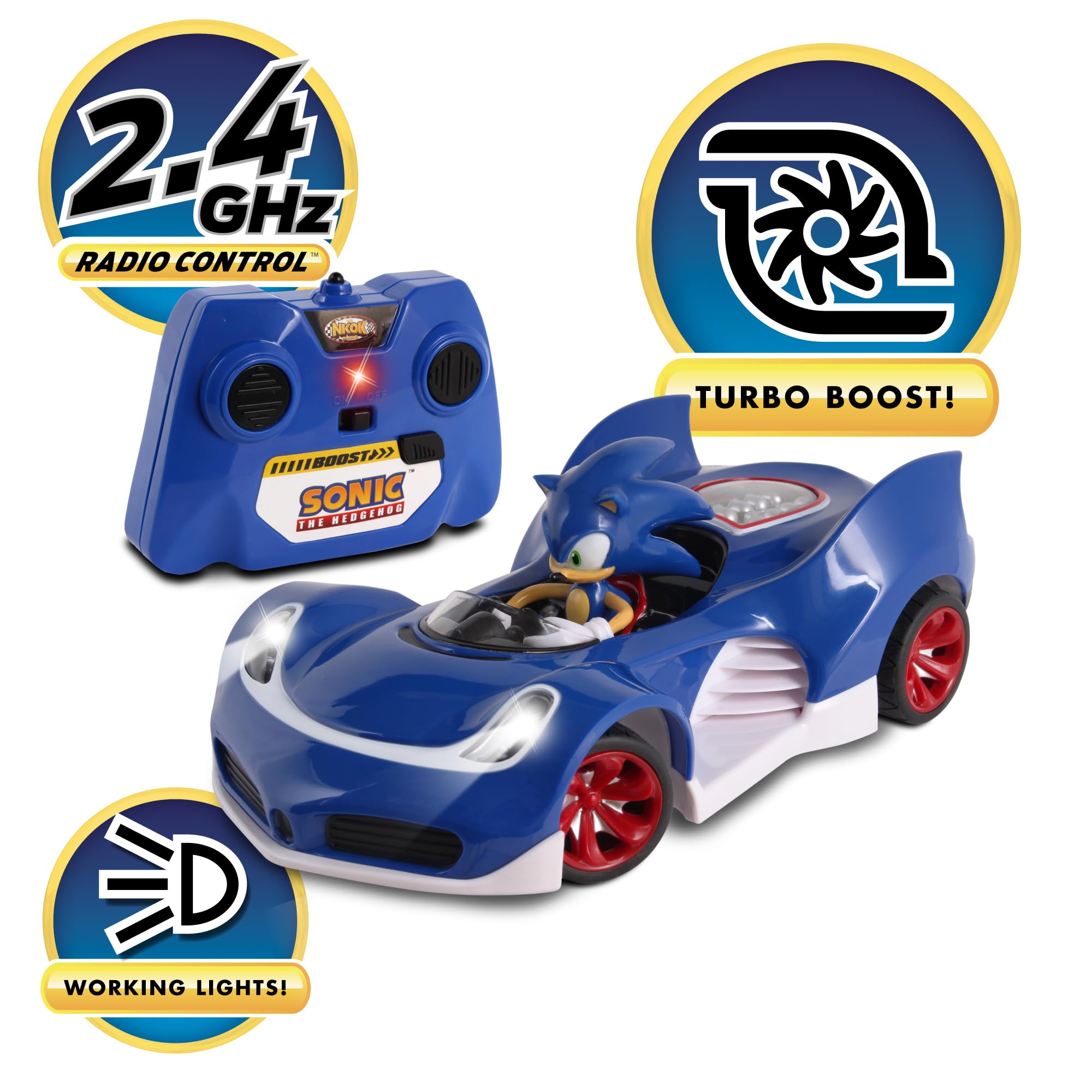 NKOK RC Sonic SSAS R2 blue car lights on for night racing