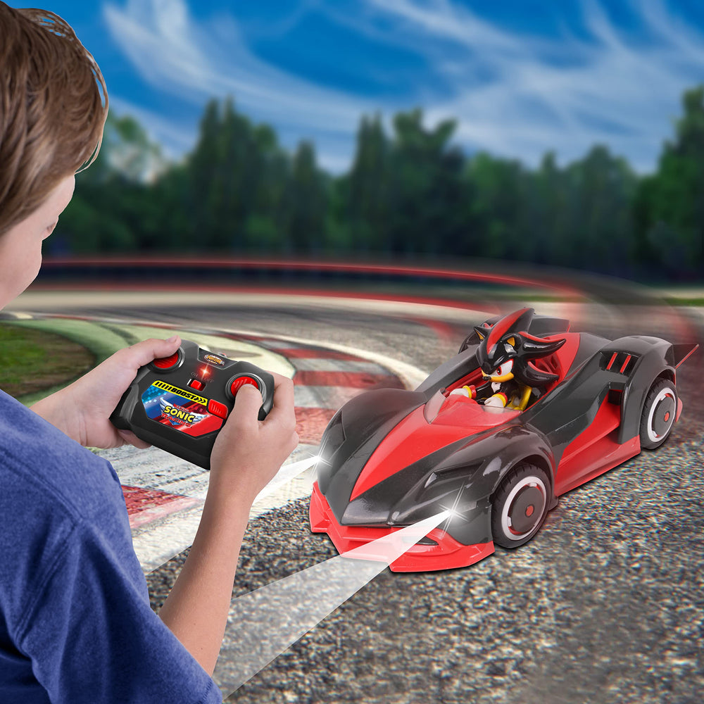 NKOK Shadow Hedgehog car with headlights on for night racing