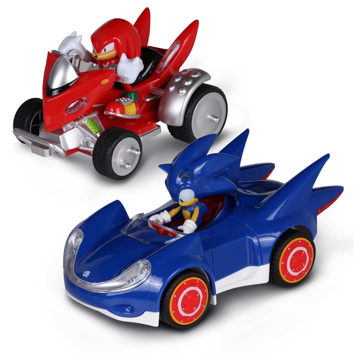 NKOK Sonic and Knuckles 2-pack pull-back racers with detailed figures.