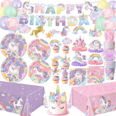 NKPDAXM unicorn banner design adds a festive focal point for a rainbow-themed party