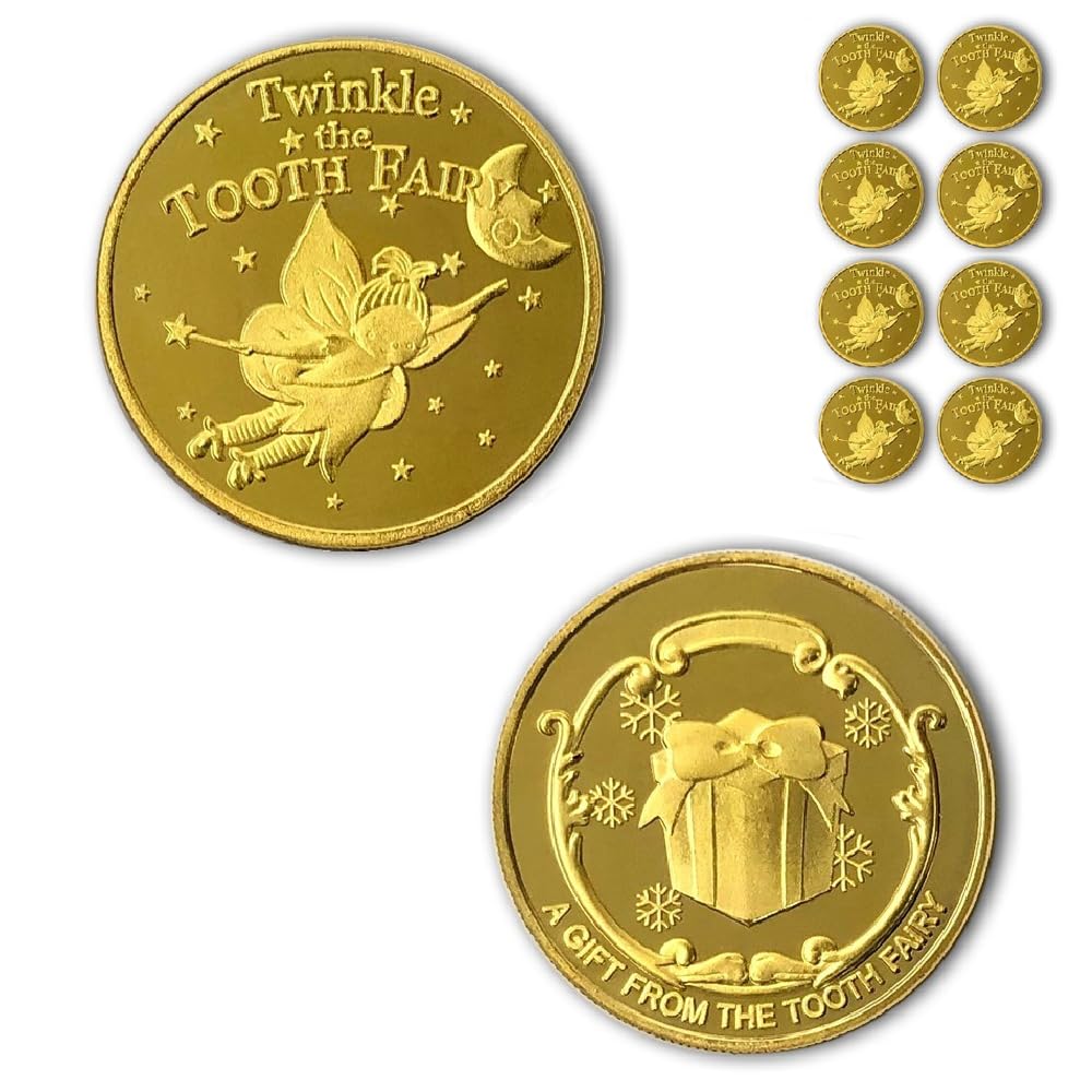 NLR FUN Tooth Fairy Coins 8-piece golden set for treasured tooth memories