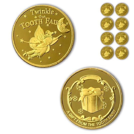 NLR FUN Tooth Fairy Coins 8-piece golden set for treasured tooth memories