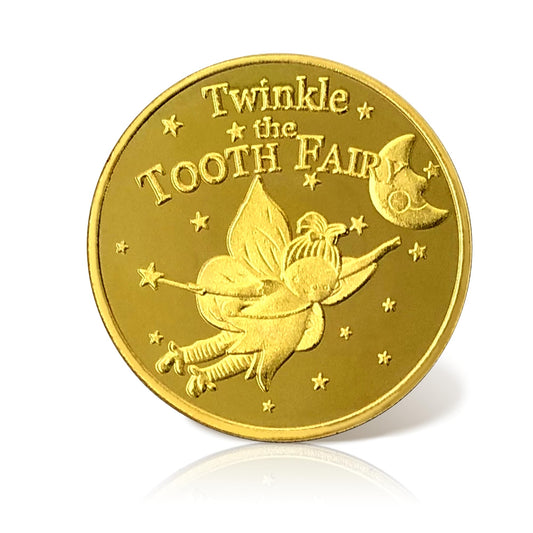 NLR FUN Tooth Fairy Coins close-up with authentic golden finish for lasting keepsakes