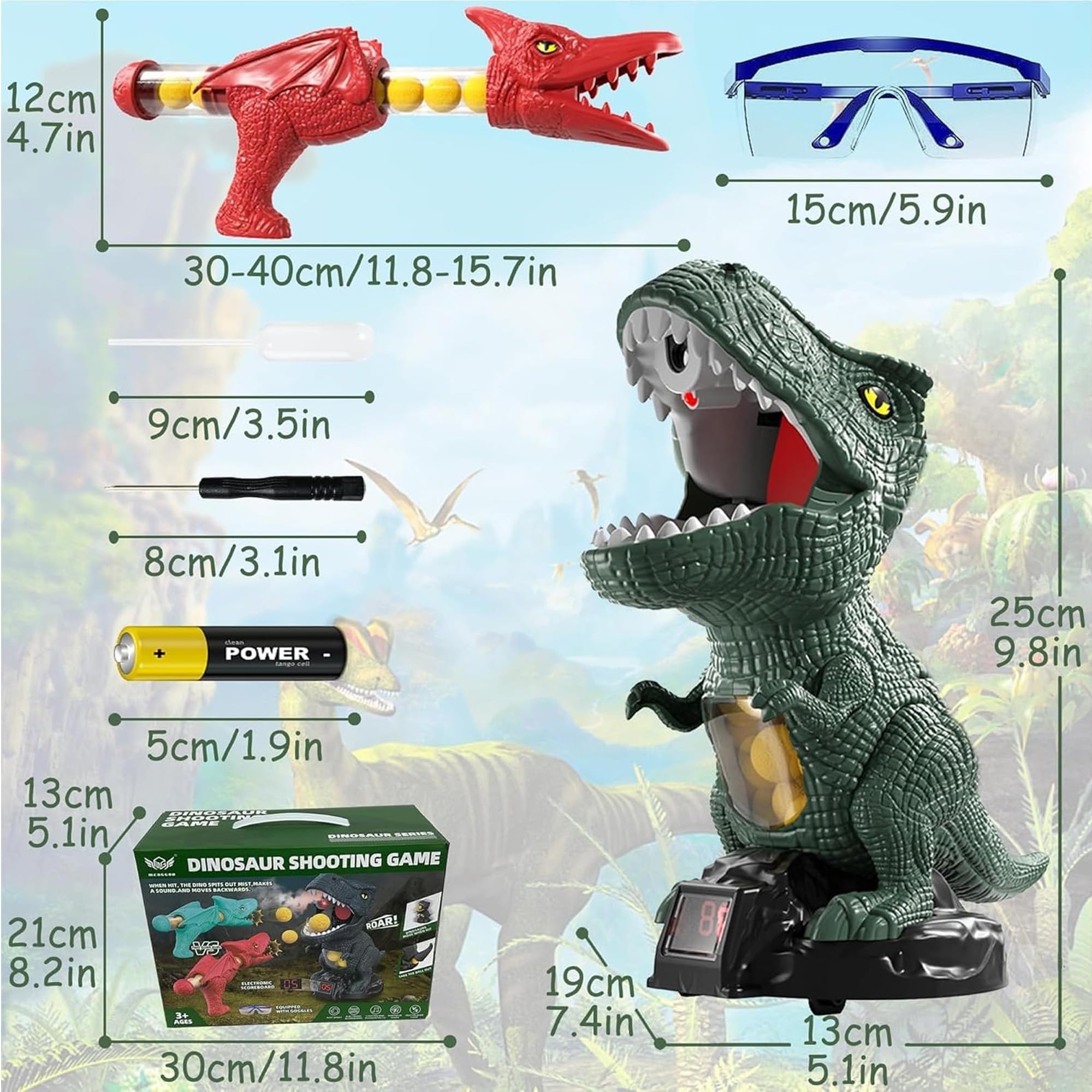 NMM movable dinosaur shooting toy spray accessory adds splashy visual effects.