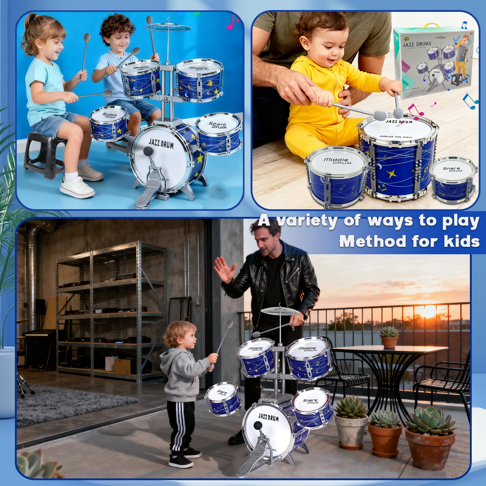 Noaideoi Kids Drum Set cymbal for crisp accents during mini concerts