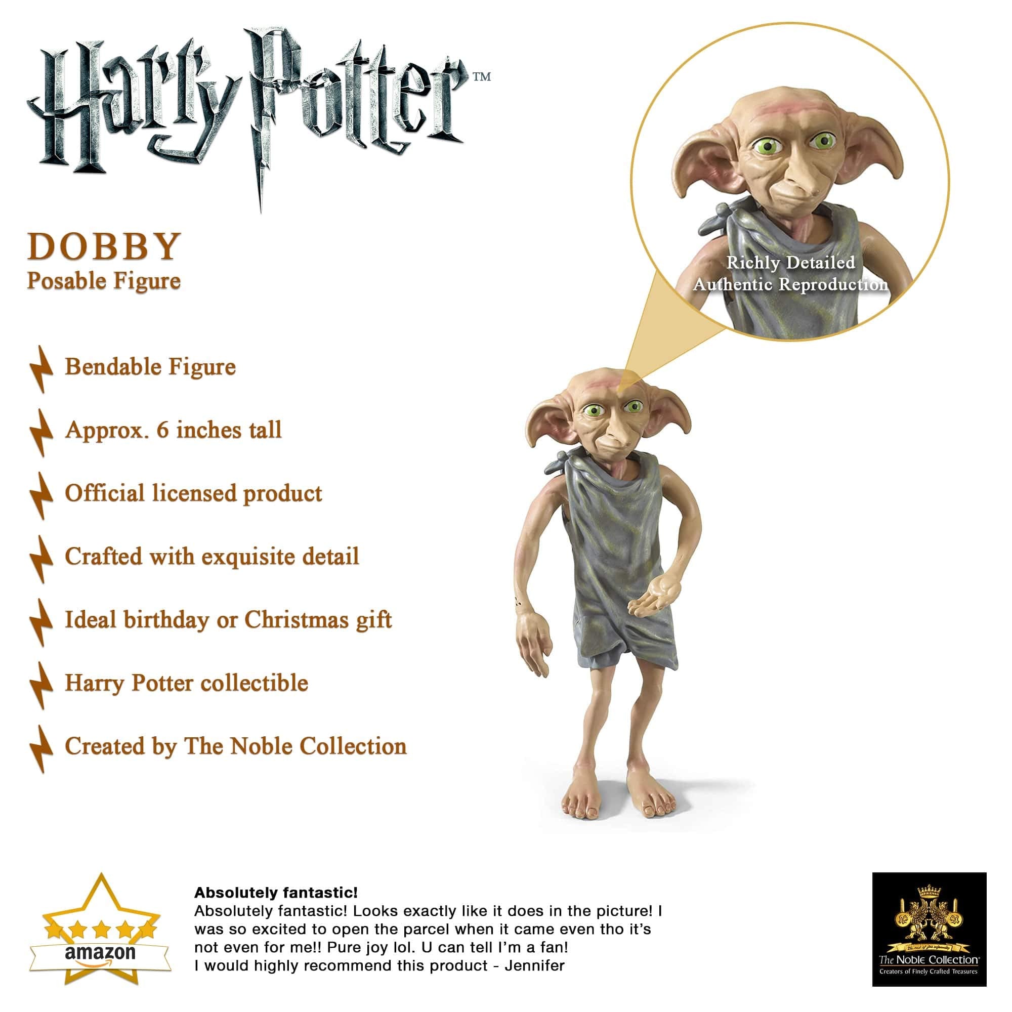 The Noble Collection Dobby detailed face captures authentic character styling.