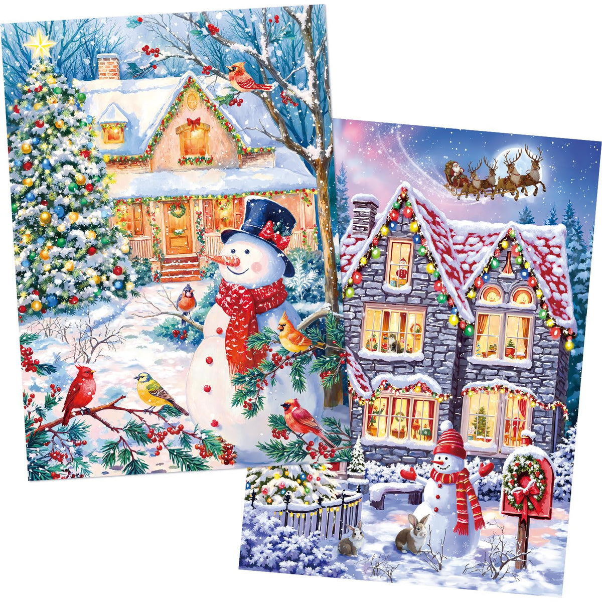 Noceba Christmas Cottage Puzzles 2-Pack cover image showing two festive 500-piece sets.