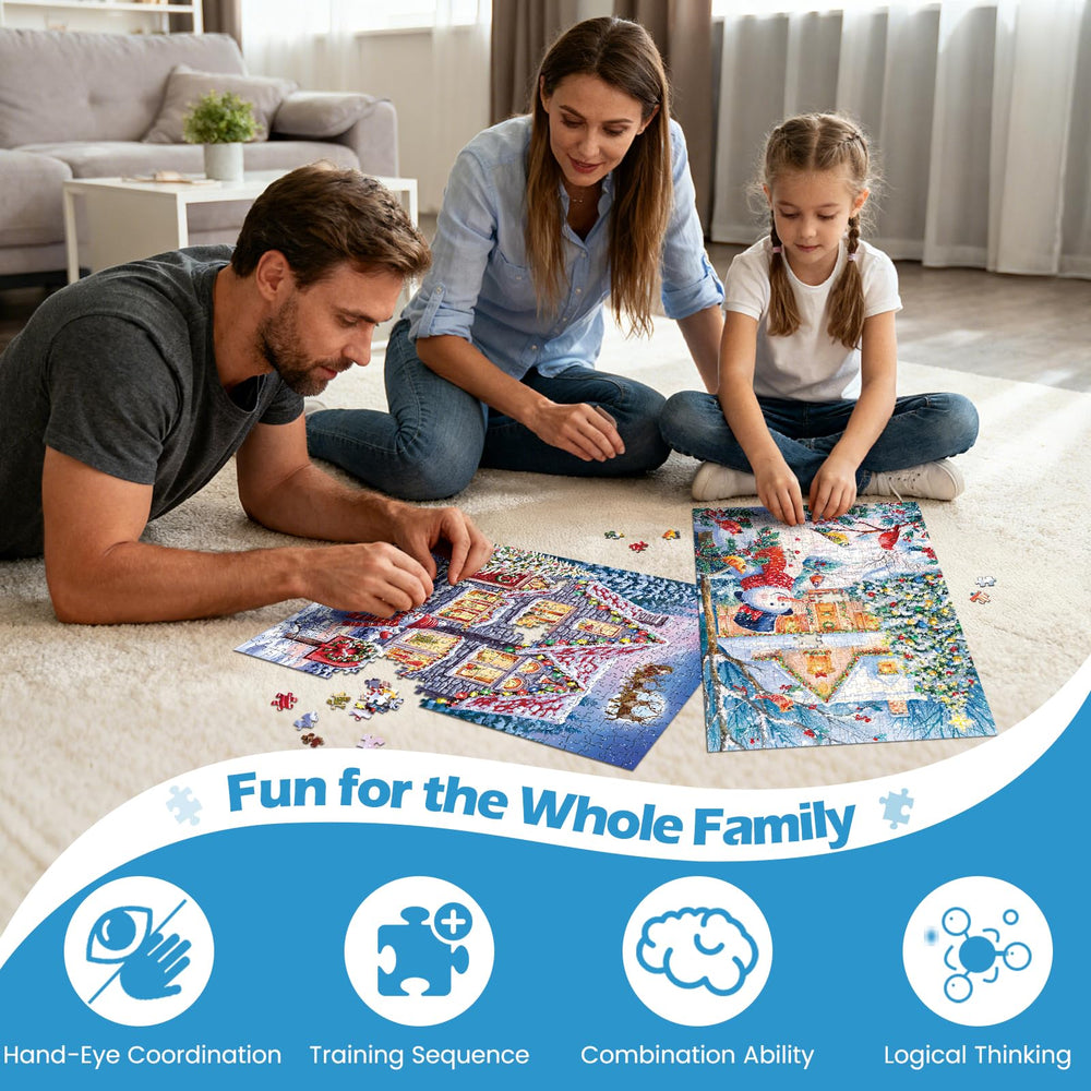 Noceba family puzzle night in a winter setting fosters togetherness.