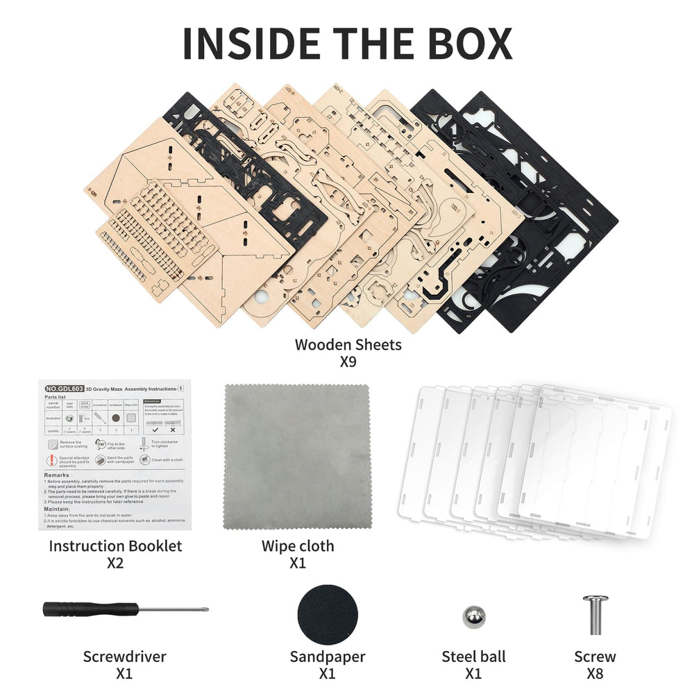 NOELKING maze components offer a tactile test of dexterity and concentration.