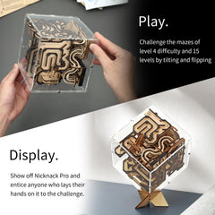 NOELKING wooden labyrinth shows intricate tunnels and ramps for focused problem solving.