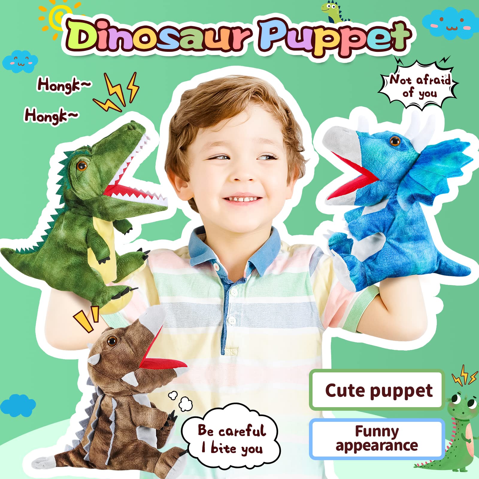 Noetoy dinosaurs hand puppets with colorful details boost creative storytelling.