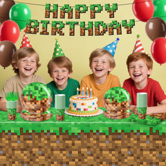 Nolaroth Pixel birthday dessert plates add festive flair while simplifying cleanup.