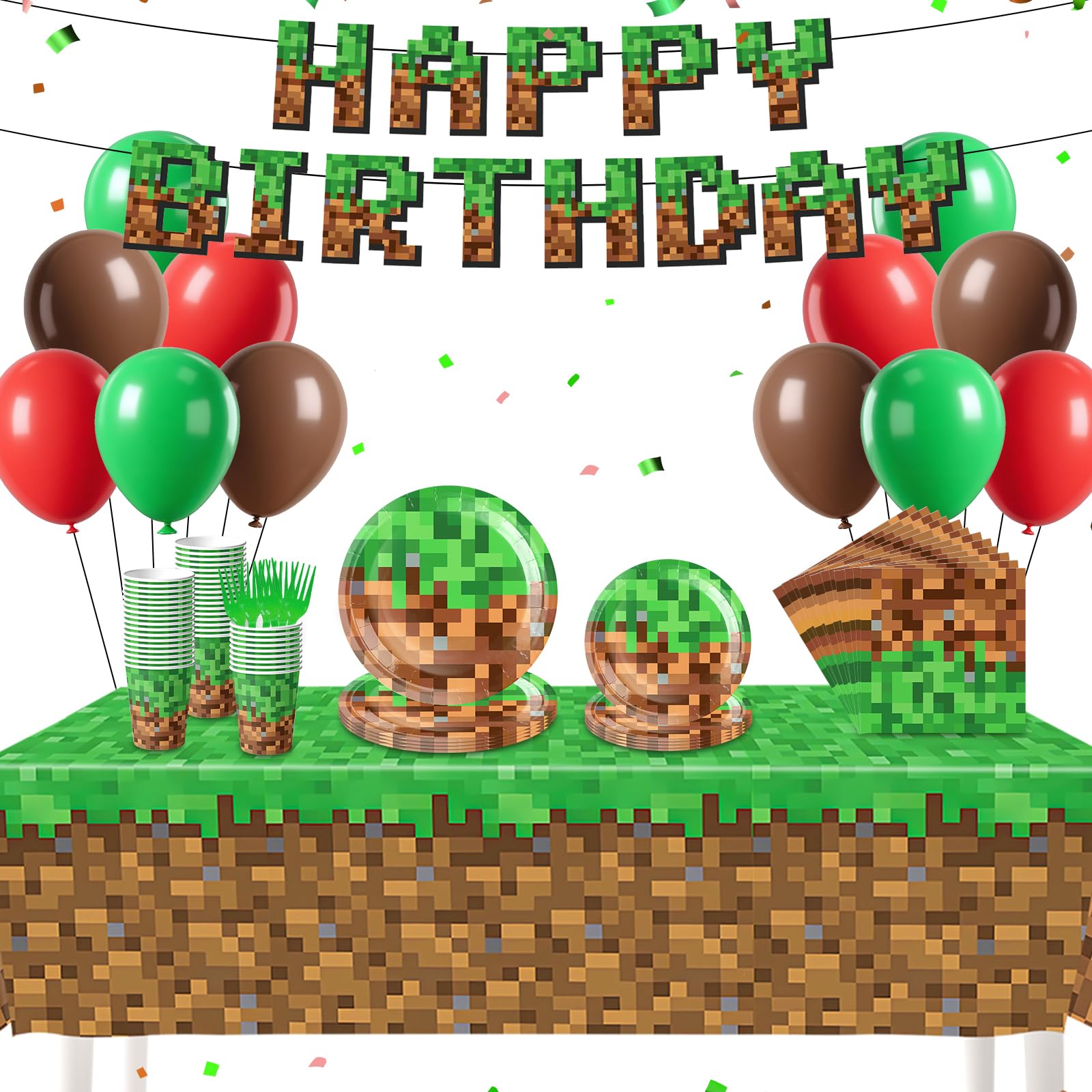 Nolaroth Pixel birthday dinner plates for easy party setup and mess-free meals.