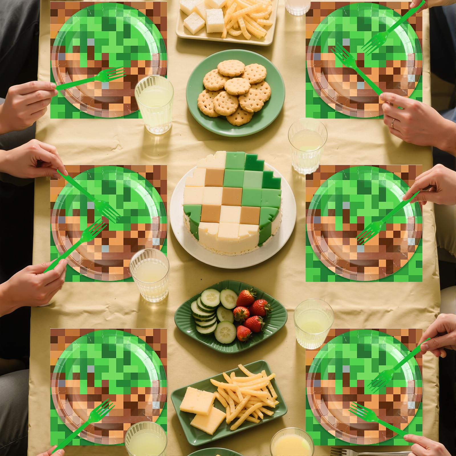 Nolaroth Pixel birthday tablecloth keeps the table clean and vibrant.
