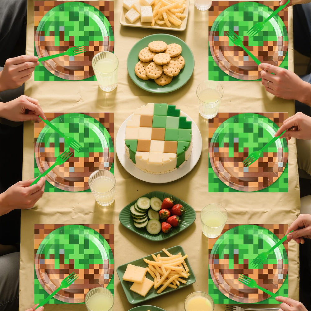 Nolaroth Pixel birthday tablecloth keeps the table clean and vibrant.