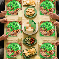 Nolaroth Pixel birthday tablecloth keeps the table clean and vibrant.