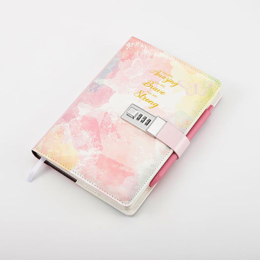 Nollh locked diary opened to smooth, bleed-resistant pages
