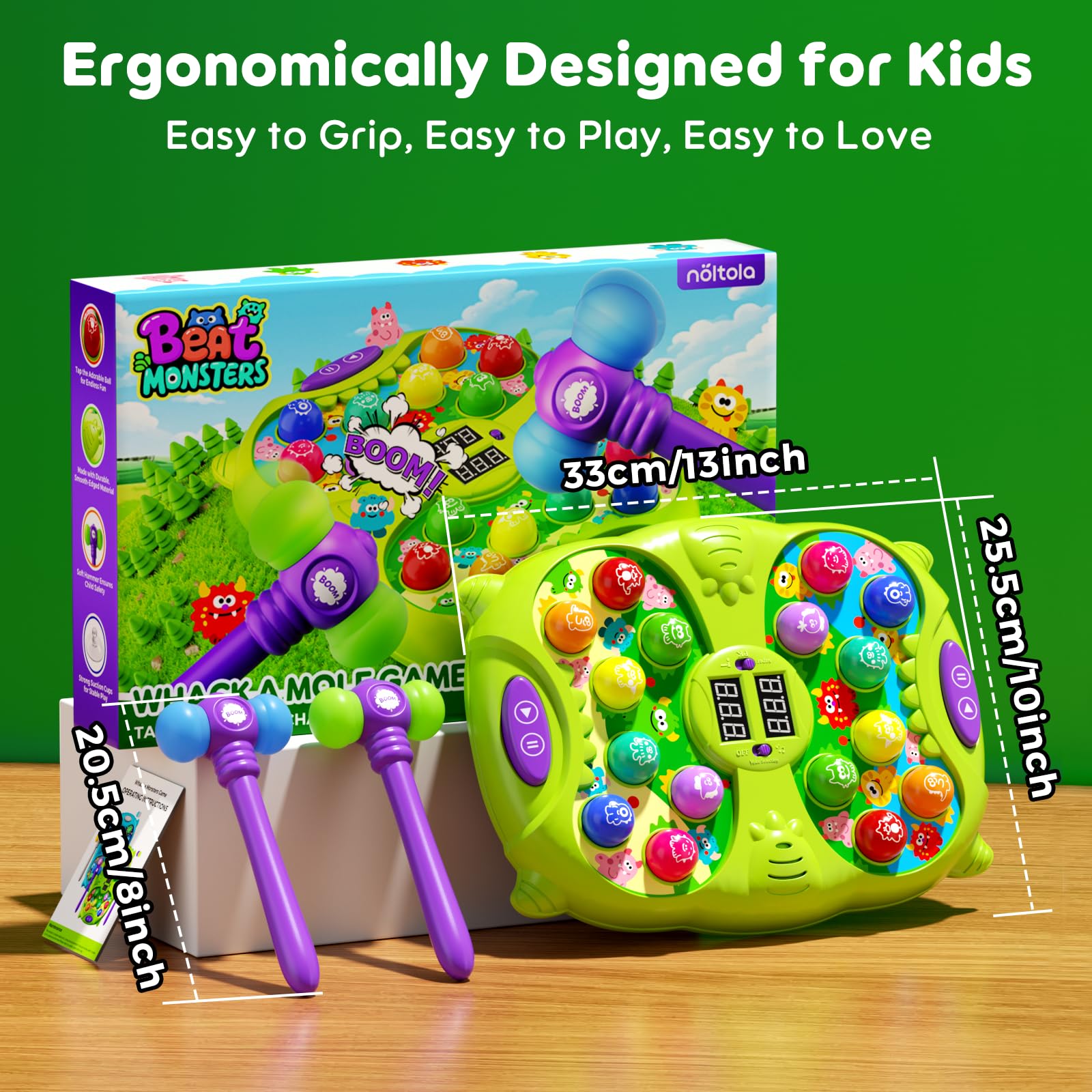 Noltola Whack Mole Game gift-ready box ideal for holidays.