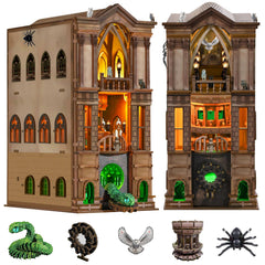 NookMaster Book Nook Kit showcases a magical castle scene for captivating bookshelf decor.