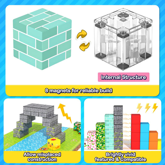 Norline Mine Magnet World scene showing adventurous builds with magnetic pieces.