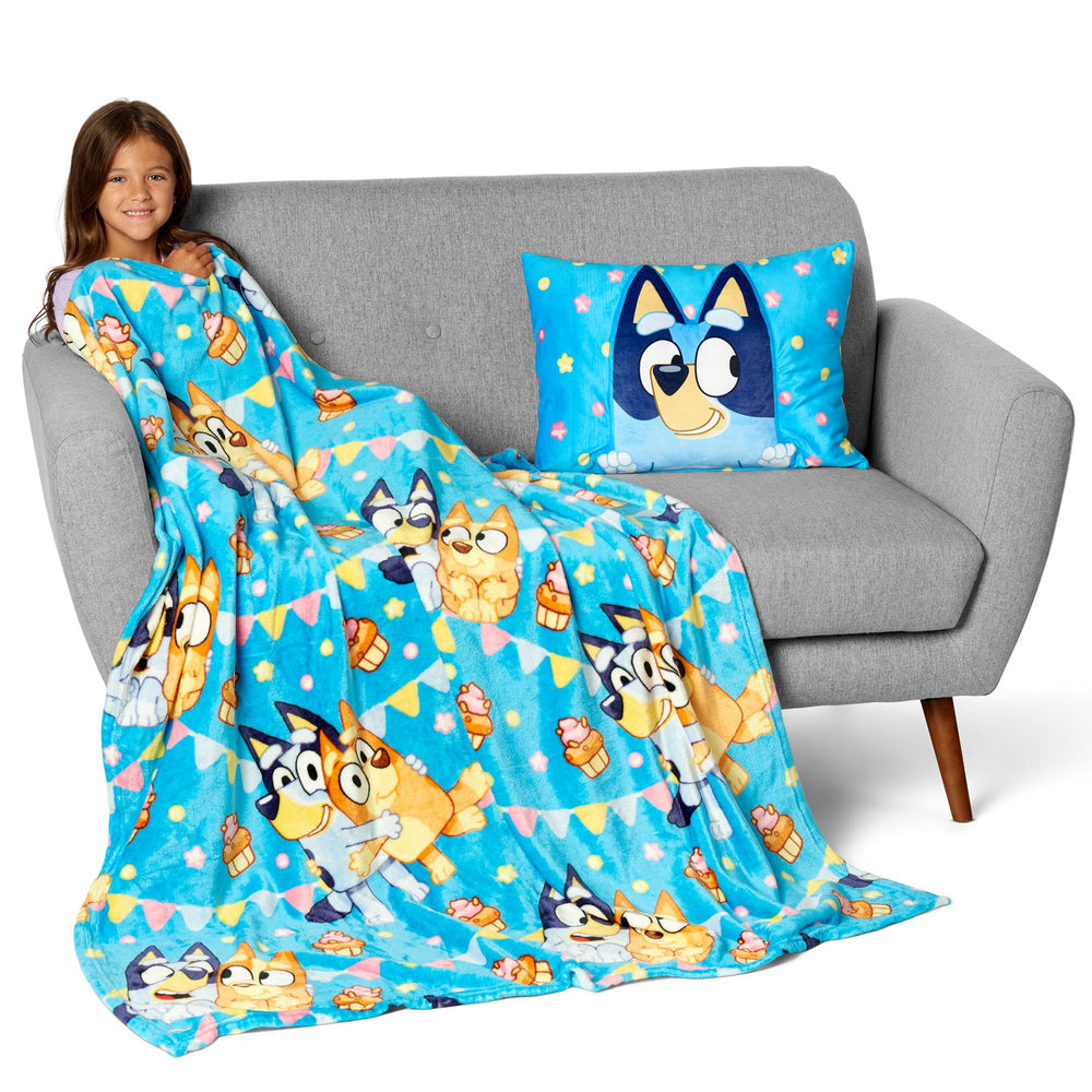 Northwest Bluey Party Pups pillow 14x20 inches complements the set