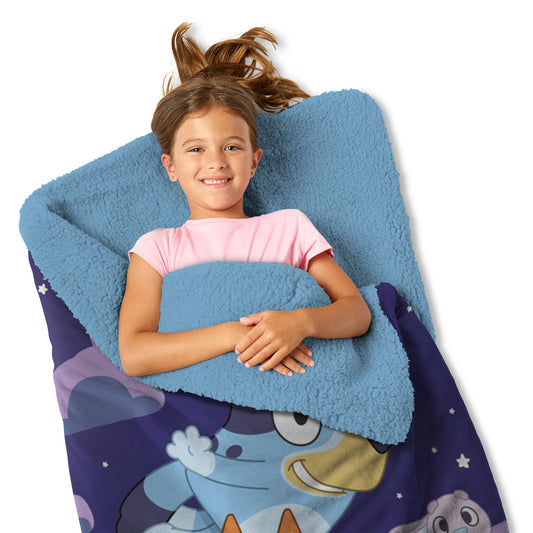 Northwest Bluey Silk Touch Slumber Bag side zipper for easy access.