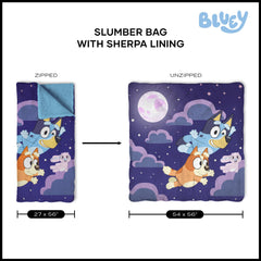 Northwest Bluey Silk Touch Slumber Bag ready for machine wash and reuse after fun nights.
