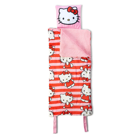 Northwest Hello Kitty Bow Friendly slumber bag with attached pillow hood for cozy sleepovers.