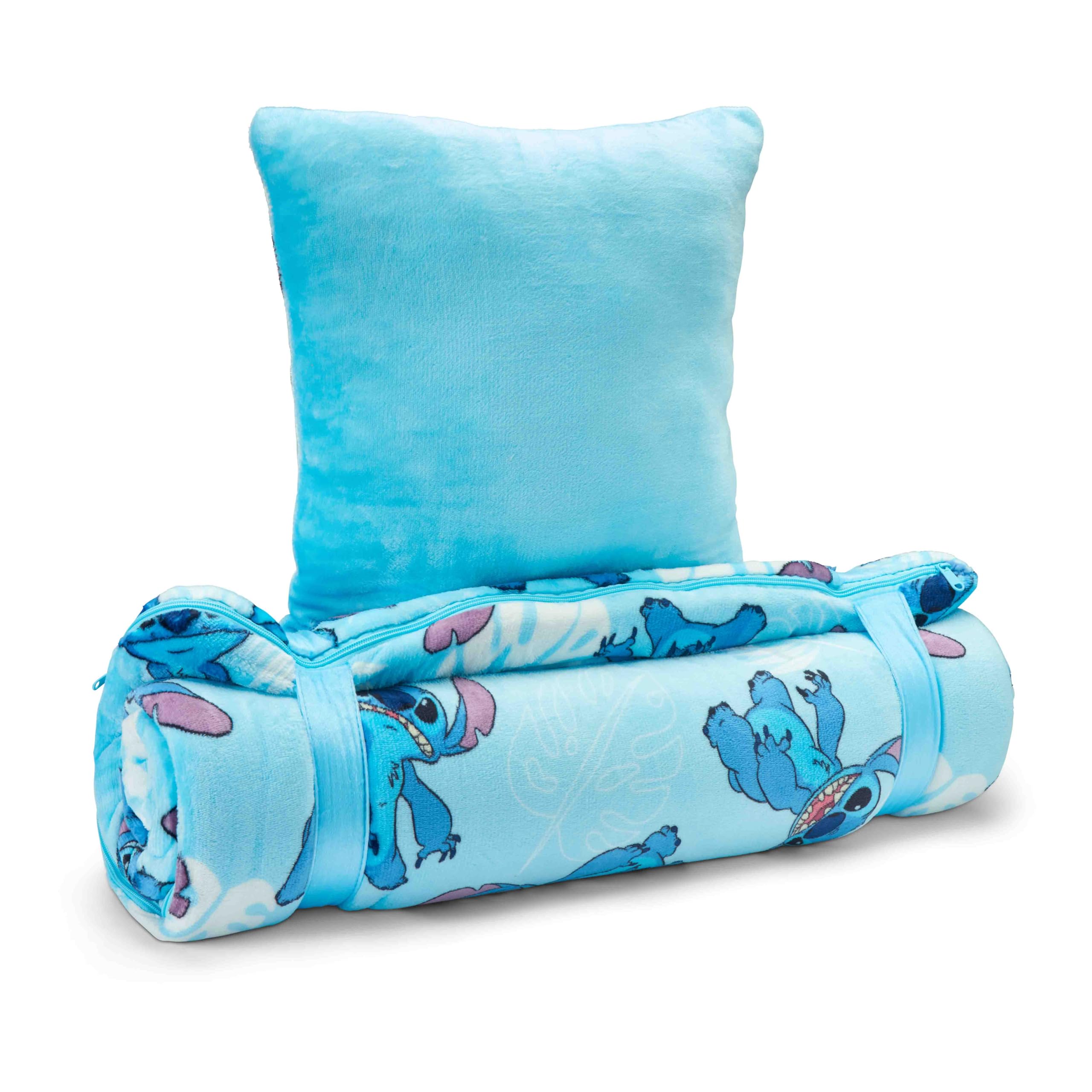 Northwest Lilo and Stitch slumber bag on couch conveys home lounge versatility