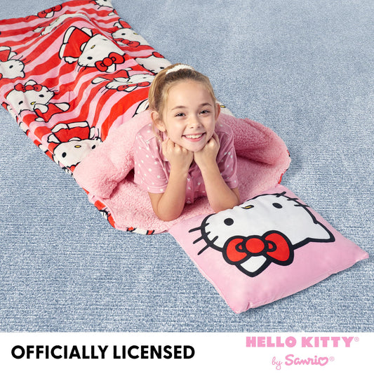 Northwest Hello Kitty slumber bag features a silk-touch exterior and plush Sherpa lining.