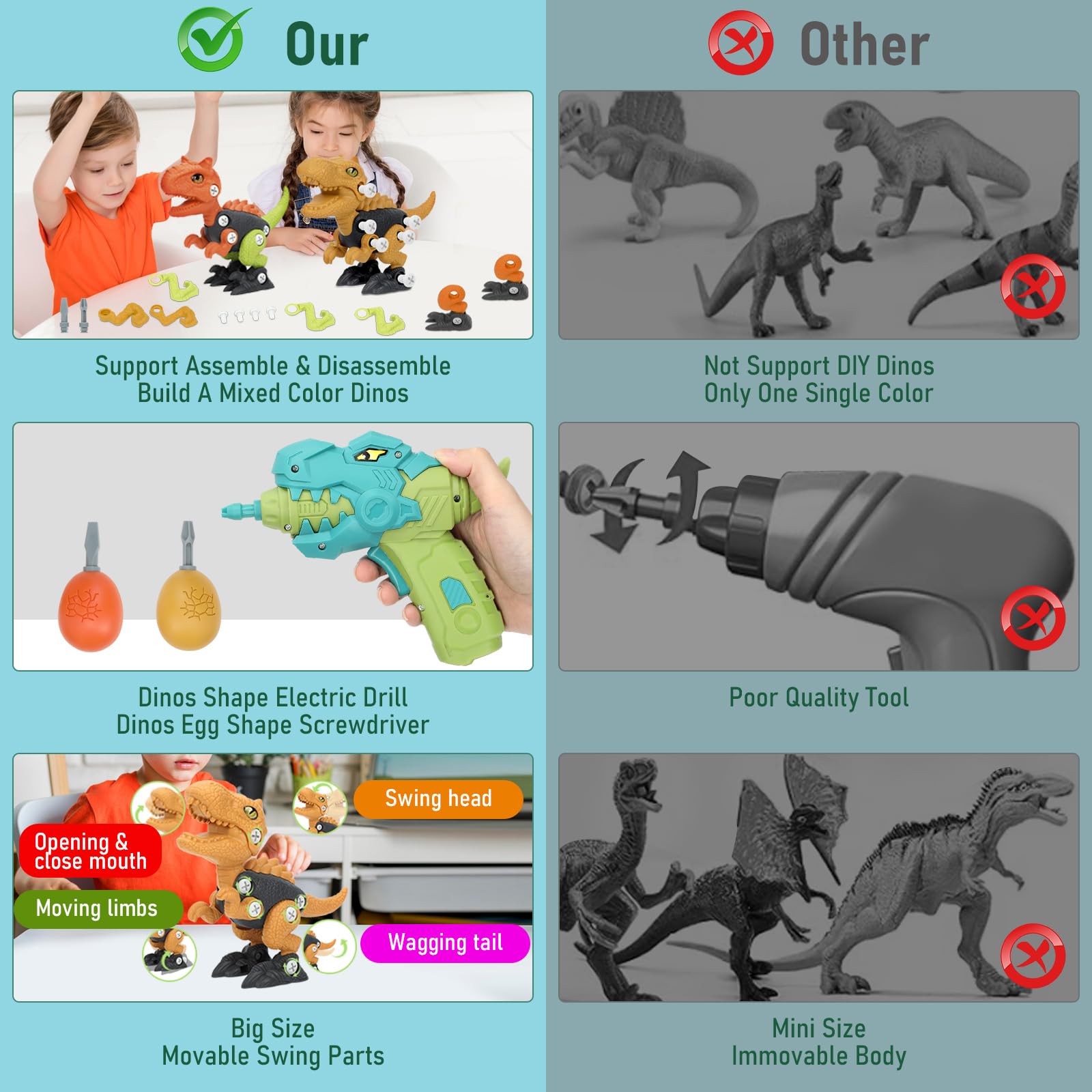 NORYOSE orange Carnotaurus take apart toy for building skills and creativity.