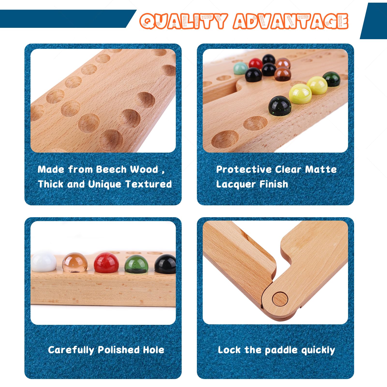 Nosadi Jokers and Marbles wooden beech paddles with durable finish