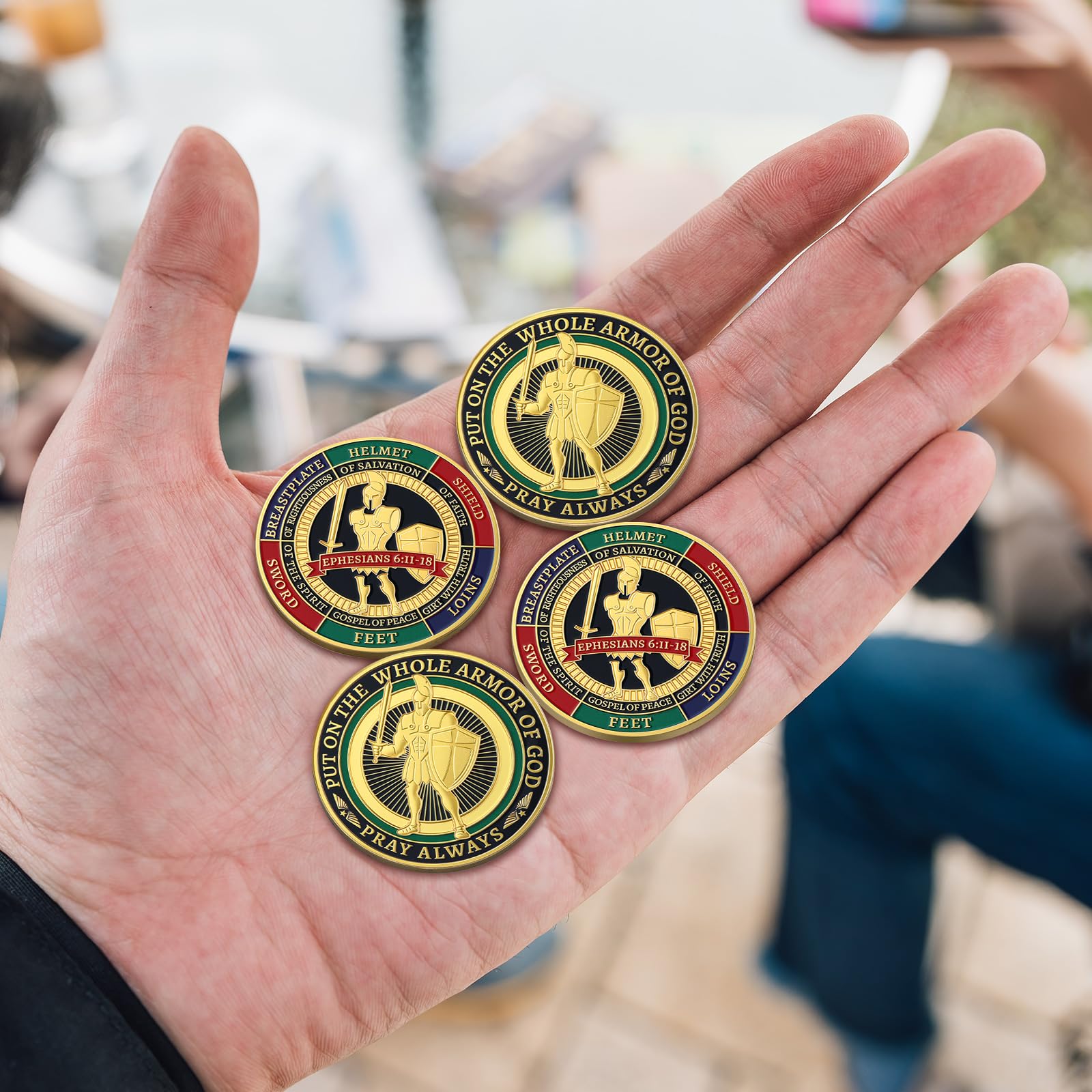 Nosiny armor coins zinc alloy durability for long-lasting religious keepsakes.